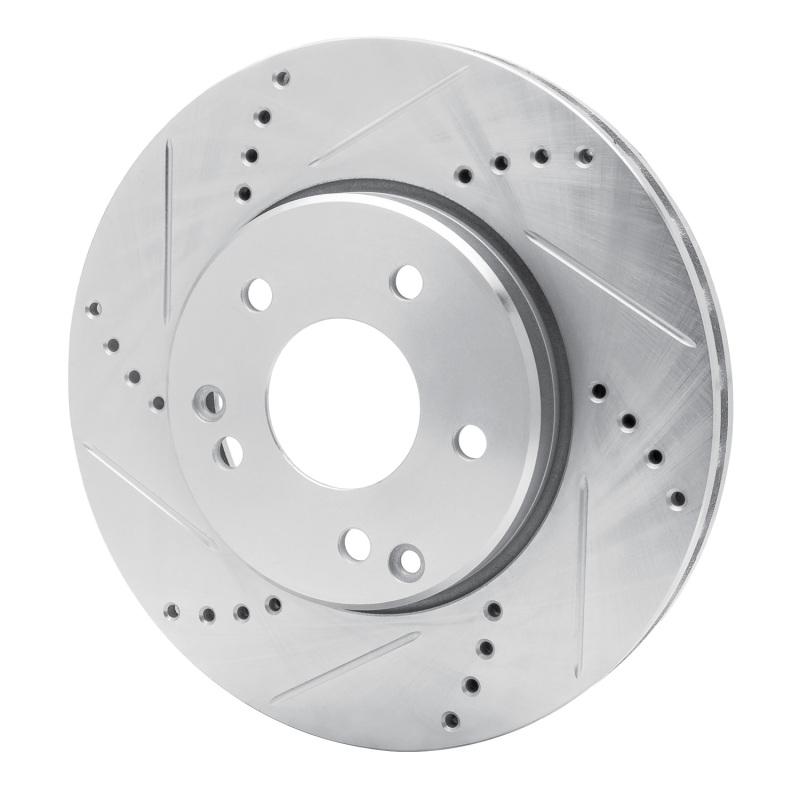 Mercedes-Benz C240 Brake Rotor (1) - Front Left - R1 Concepts - Drilled & Slotted - Silver - `96-`15